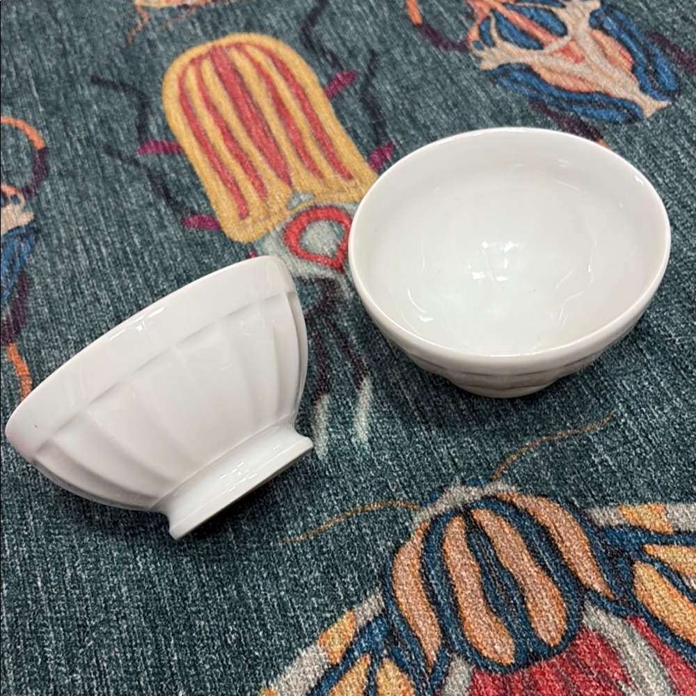 Set of Two Apilco France White Porcelain Cafe au lait Bowls